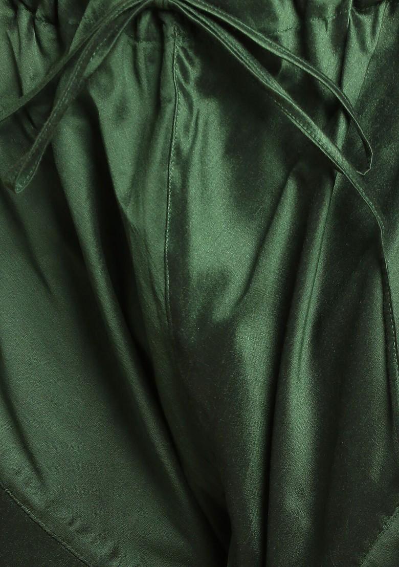 Green Floral Print Poly Blend Kurta Set For Men