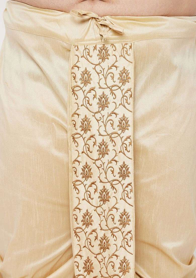 Rose Gold Solid Silk Kurta Set For Men - Indya