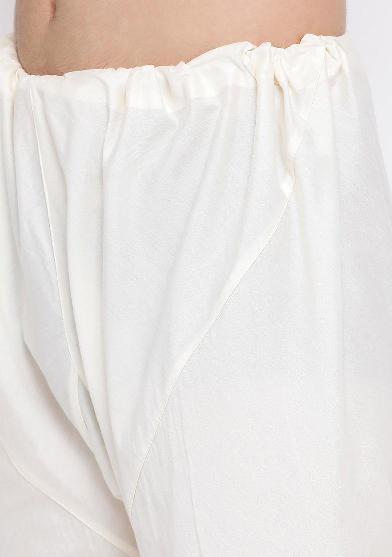 Peach Solid Silk Kurta Set For Men