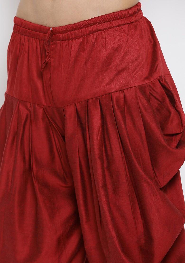 Orange Solid Poly Blend Kurta Set For Men