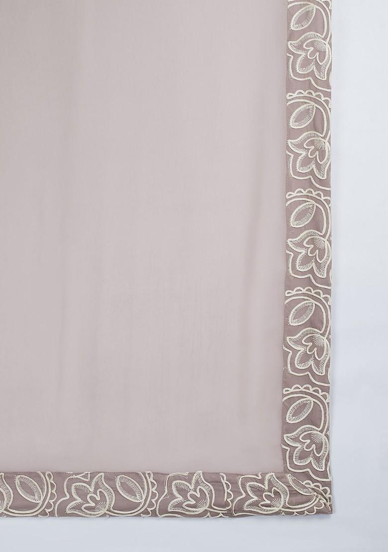 Lavender Floral Print Poly Blend Kurta Set For Men