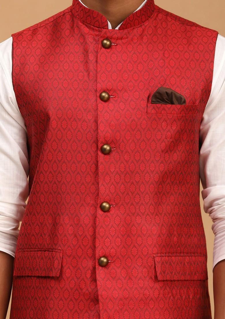 White Solid Poly Blend Kurta Set For Men