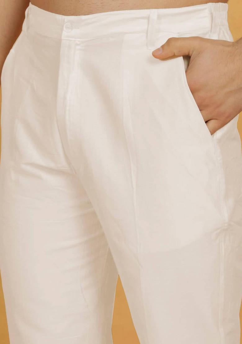 Pink Embroidered Poly Blend Kurta Set For Men