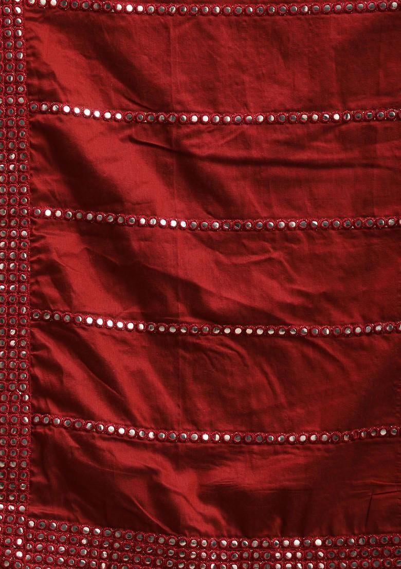 Maroon Solid Poly Blend Kurta Set For Men