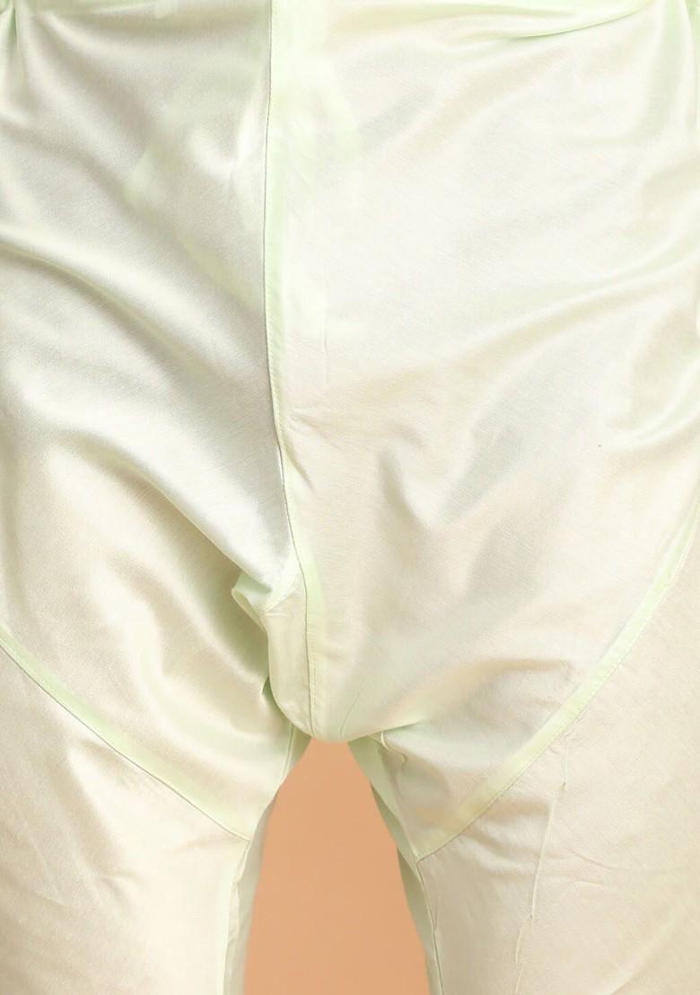 Green Embroidered Poly Blend Kurta Set For Men