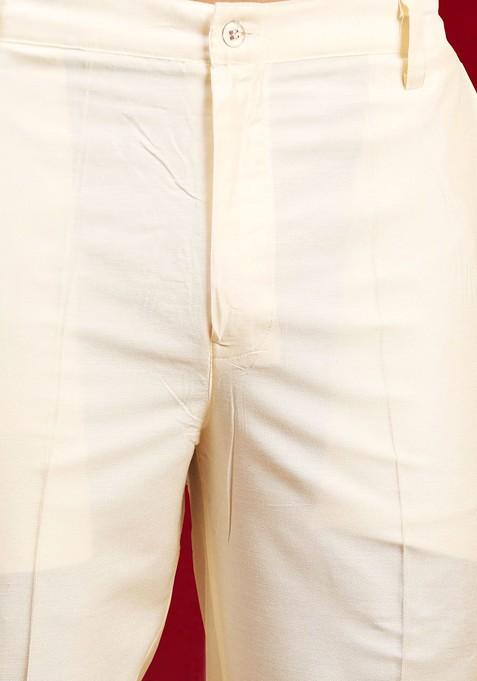 Pink Floral Print Poly Blend Kurta Set For Men