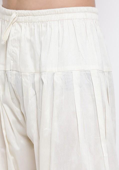 Yellow Solid Pathani Kurta Set For Men