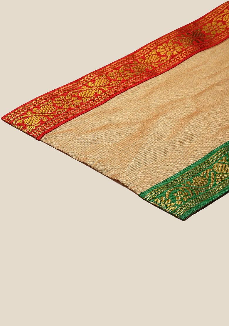 Rose Gold Solid Poly Blend Kurta Set For Men