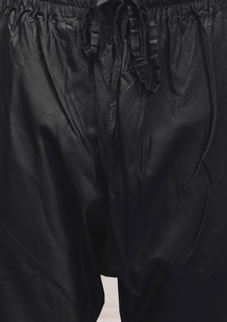 Black Embroidered Poly Blend Indowestern Sherwani Set For Men