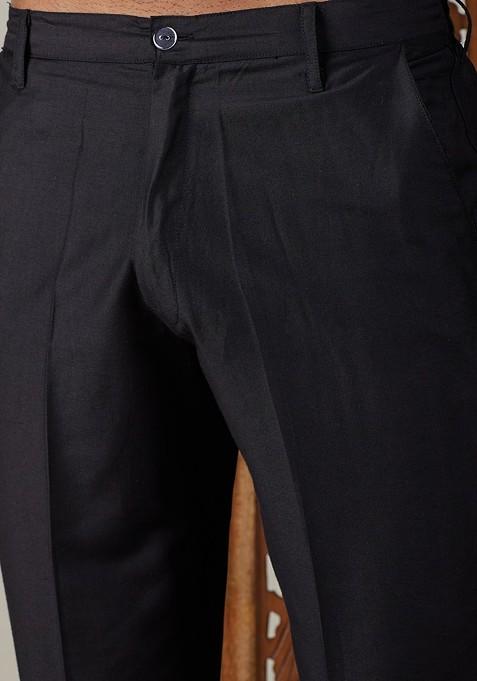 Navy Blue Solid Jacquard Indowestern Sherwani Set For Men