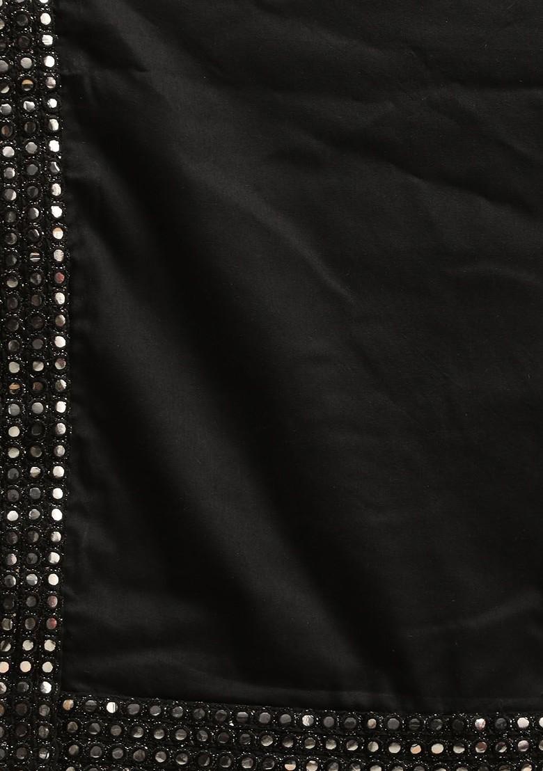 Black Mirror Work Poly Blend Kurta Set For Men