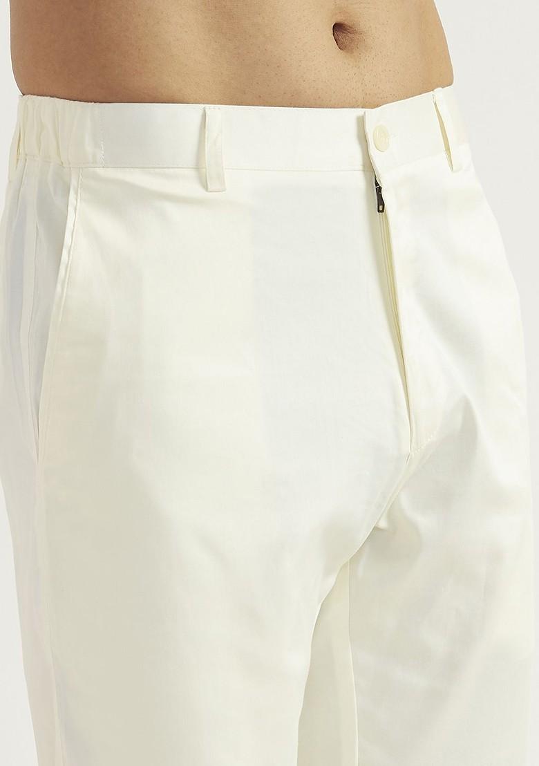 Cream Embroidered Poly Blend Indowestern Sherwani Set For Men