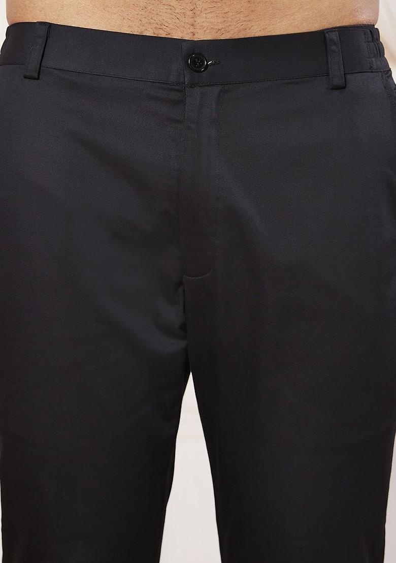 Black Solid Poly Blend Indowestern Sherwani Set For Men