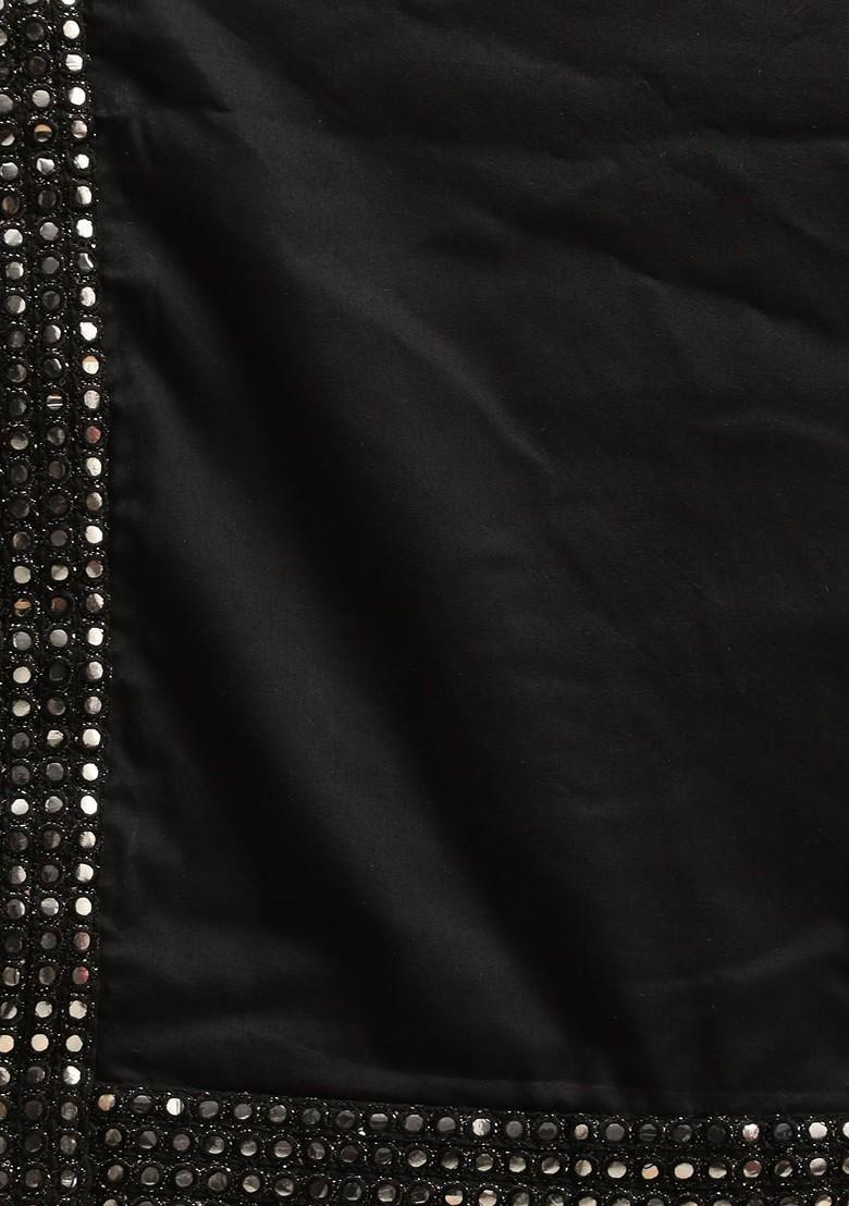 Black Mirror Work Poly Blend Kurta Set For Men