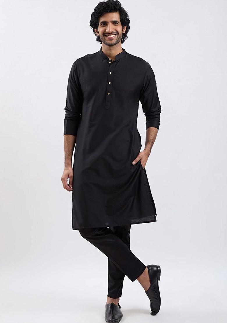 Navy Blue Embroidered Jacquard Indowestern Sherwani Set For Men