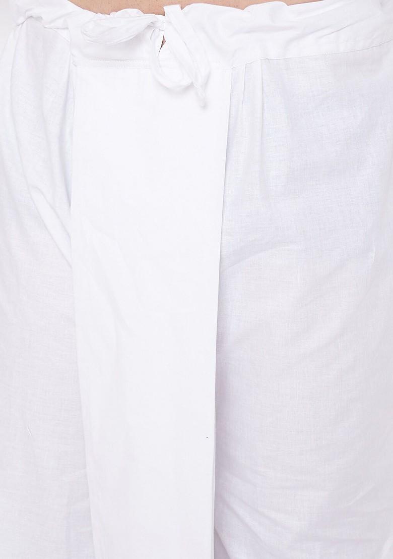 White Solid Cotton Kurta Set For Men