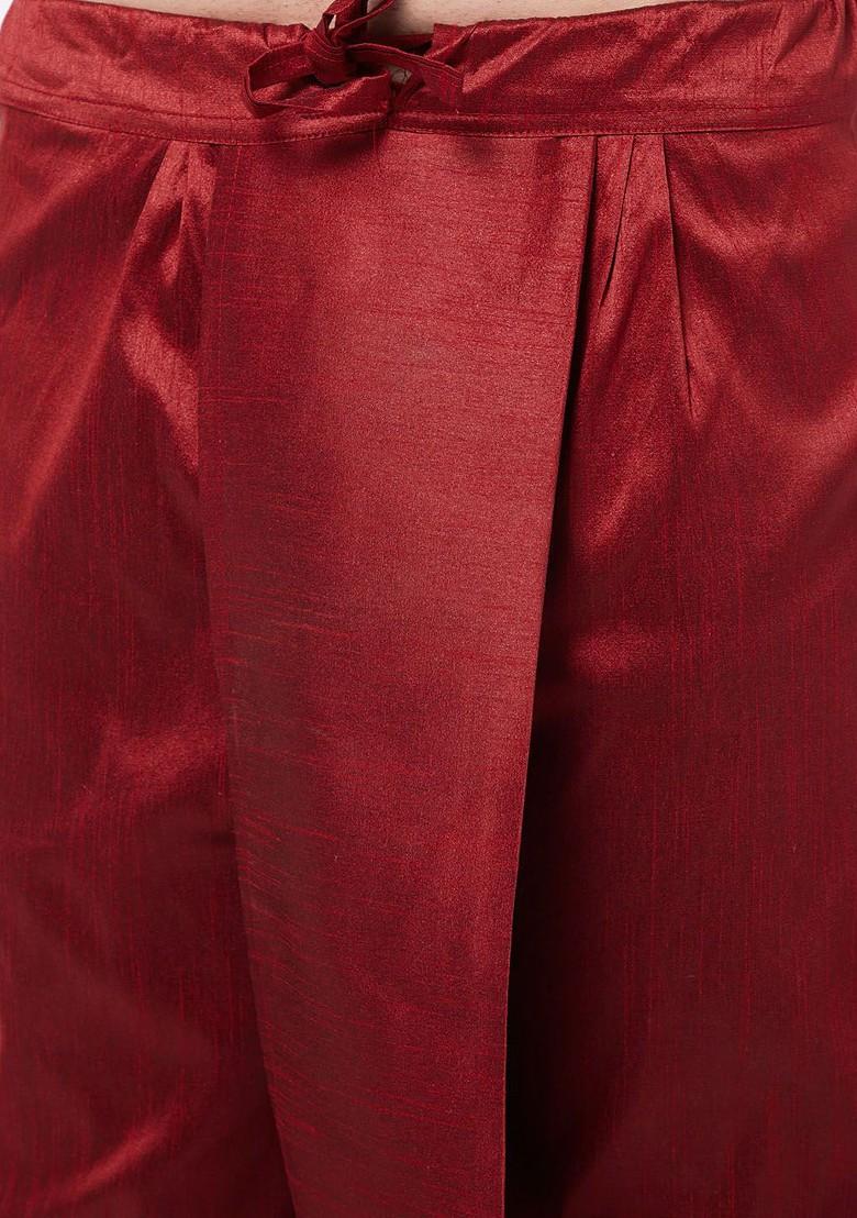 Gold Woven Poly Blend Kurta Set For Men