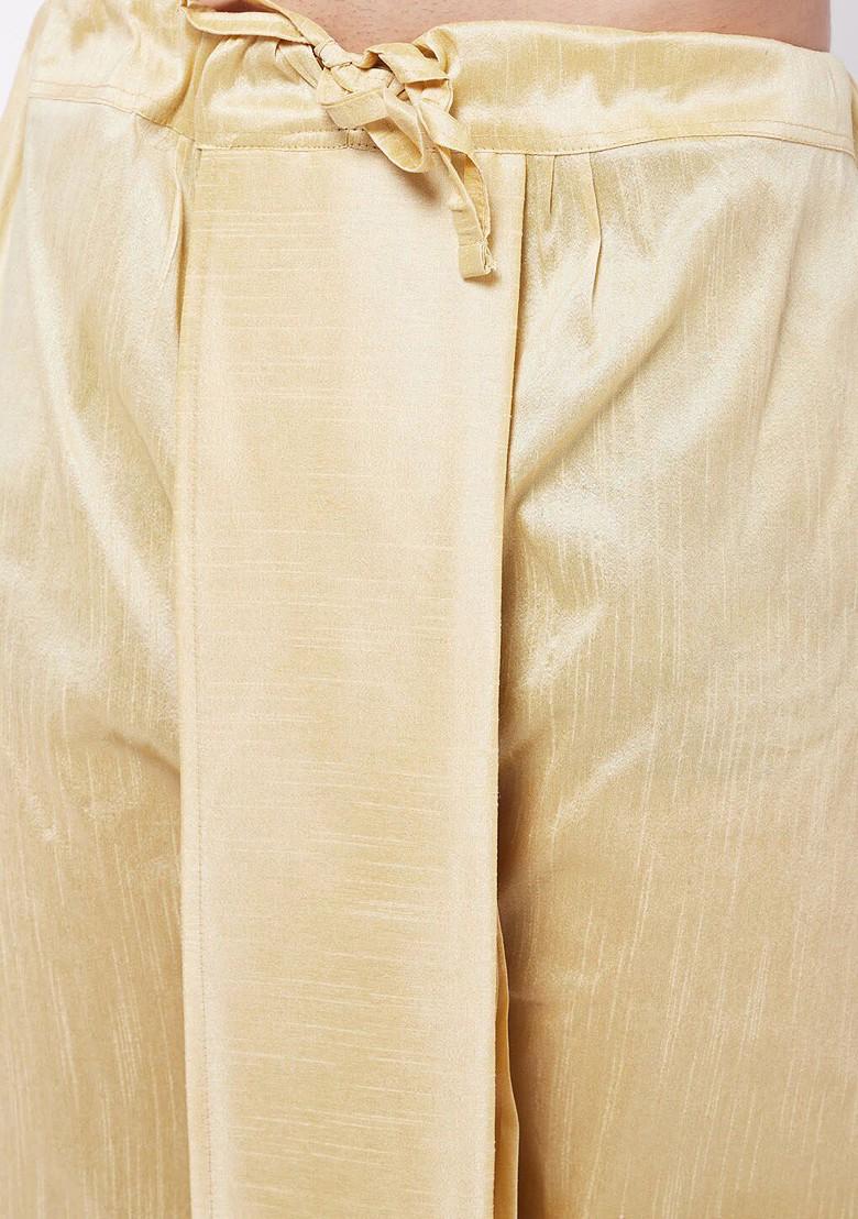 Maroon Woven Poly Blend Kurta Set For Men