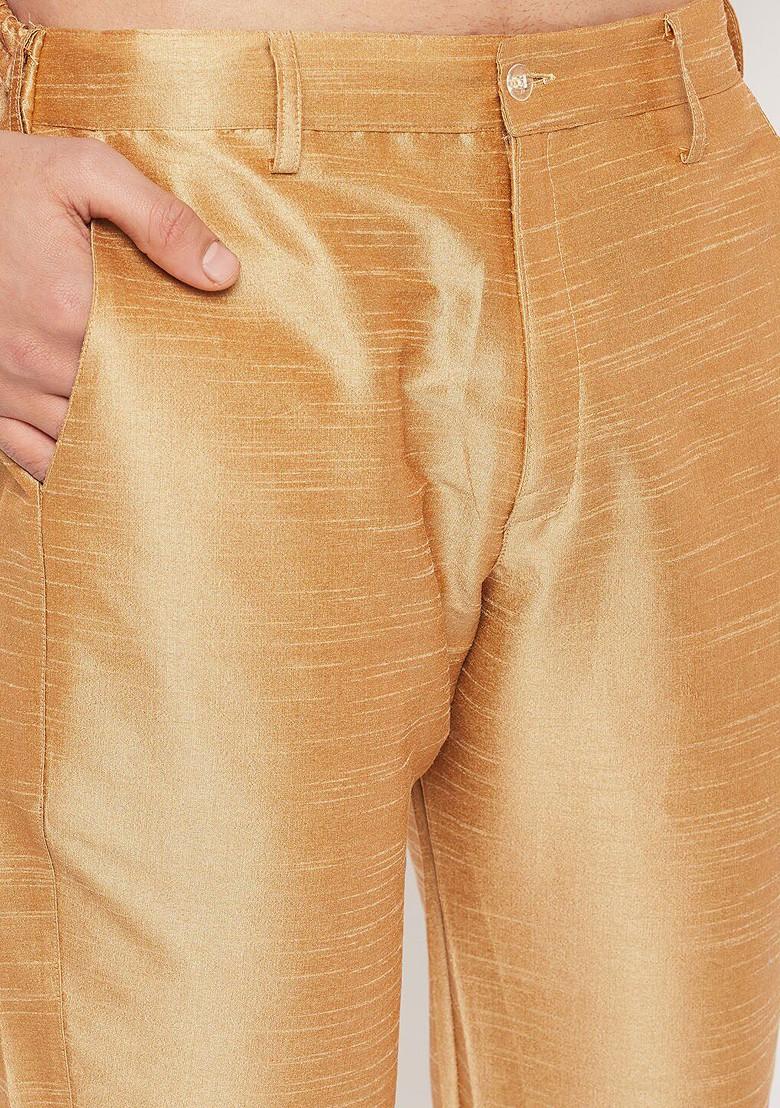 Maroon Woven Poly Blend Kurta Set For Men