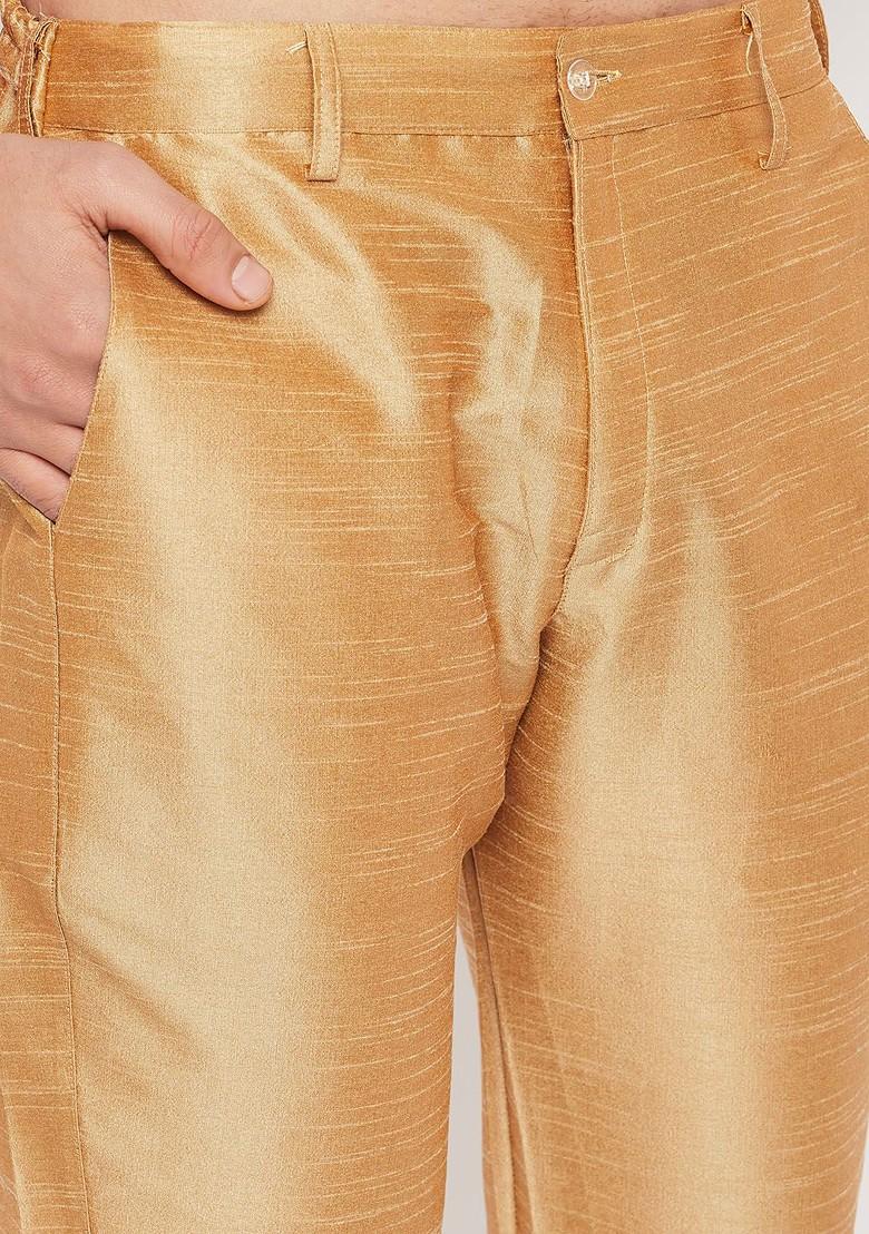 Black Woven Poly Blend Kurta Set For Men