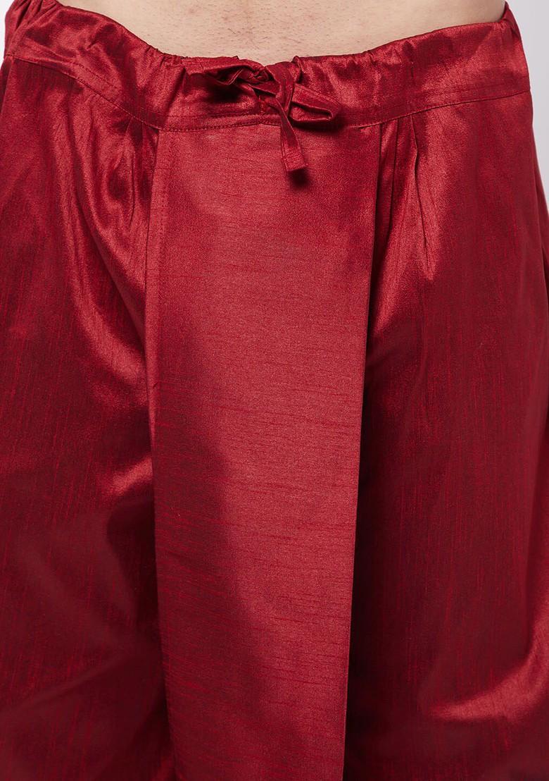 Rose Gold Solid Poly Blend Kurta Set For Men