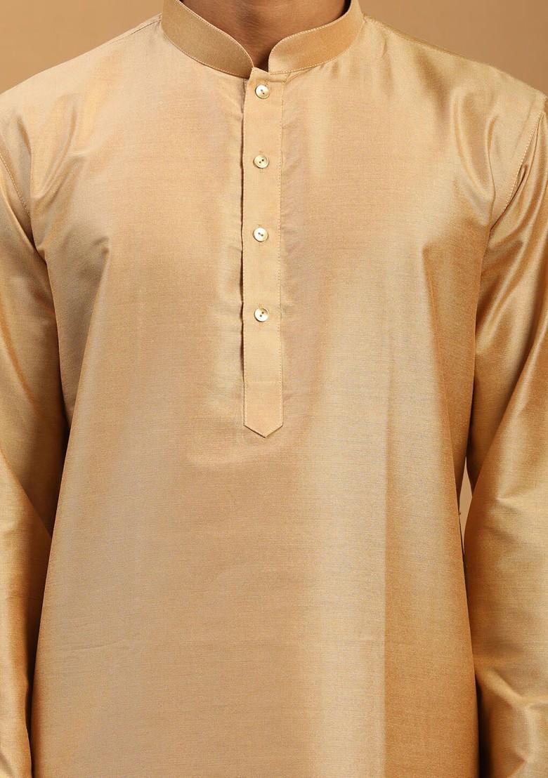 Peach Embroidered Poly Blend Indowestern Sherwani Set For Men
