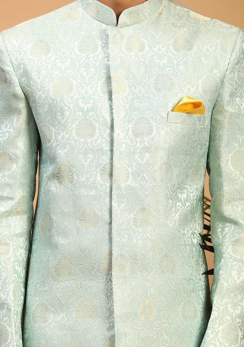 Metallic Embroidered Poly Blend Indowestern Sherwani Set For Men