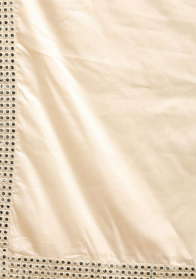 Cream Mirror Work Silk Indowestern Sherwani Set For Men