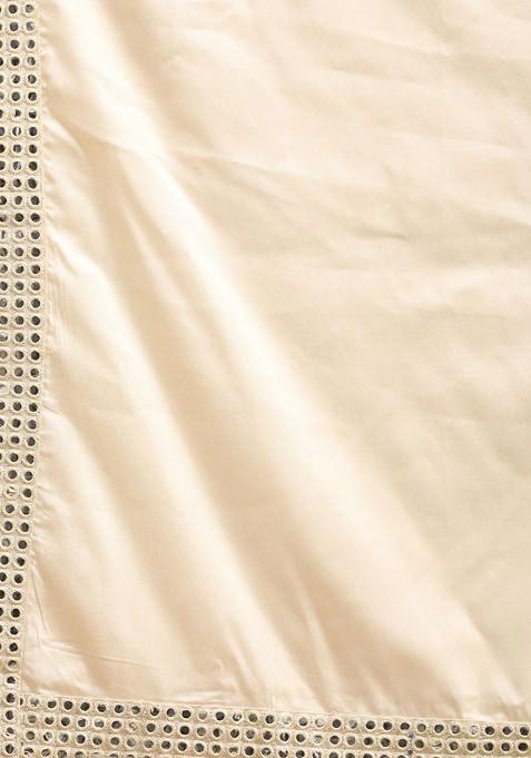 Cream Mirror Work Silk Indowestern Sherwani Set For Men