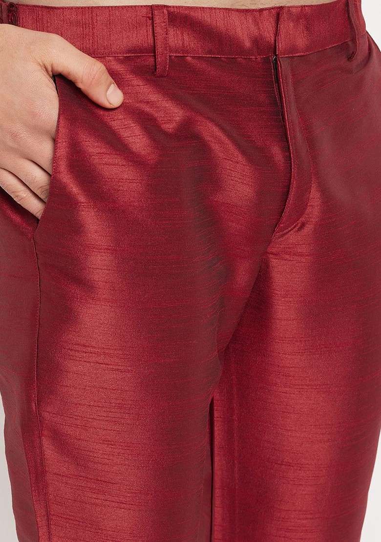 Rose Gold Woven Poly Blend Kurta Set For Men - Indya