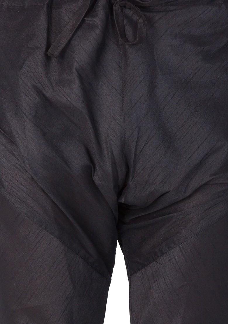 Black Solid Jacquard Kurta Set For Men