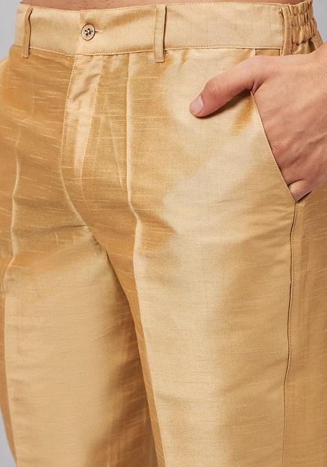 Navy Blue Solid Poly Blend Indowestern Sherwani Set For Men