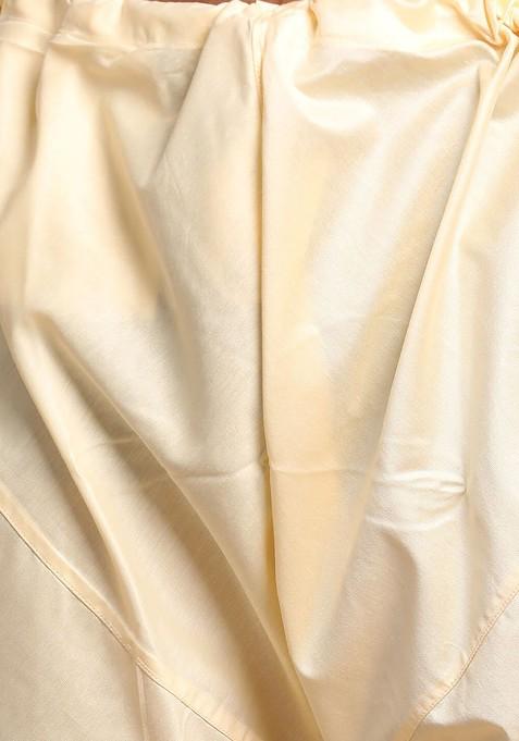 Beige Solid Silk Indowestern Sherwani Set For Men