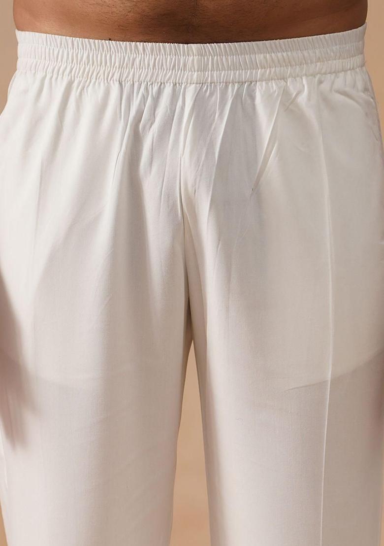 Yellow Embroidered Silk Kurta Set For Men - Indya