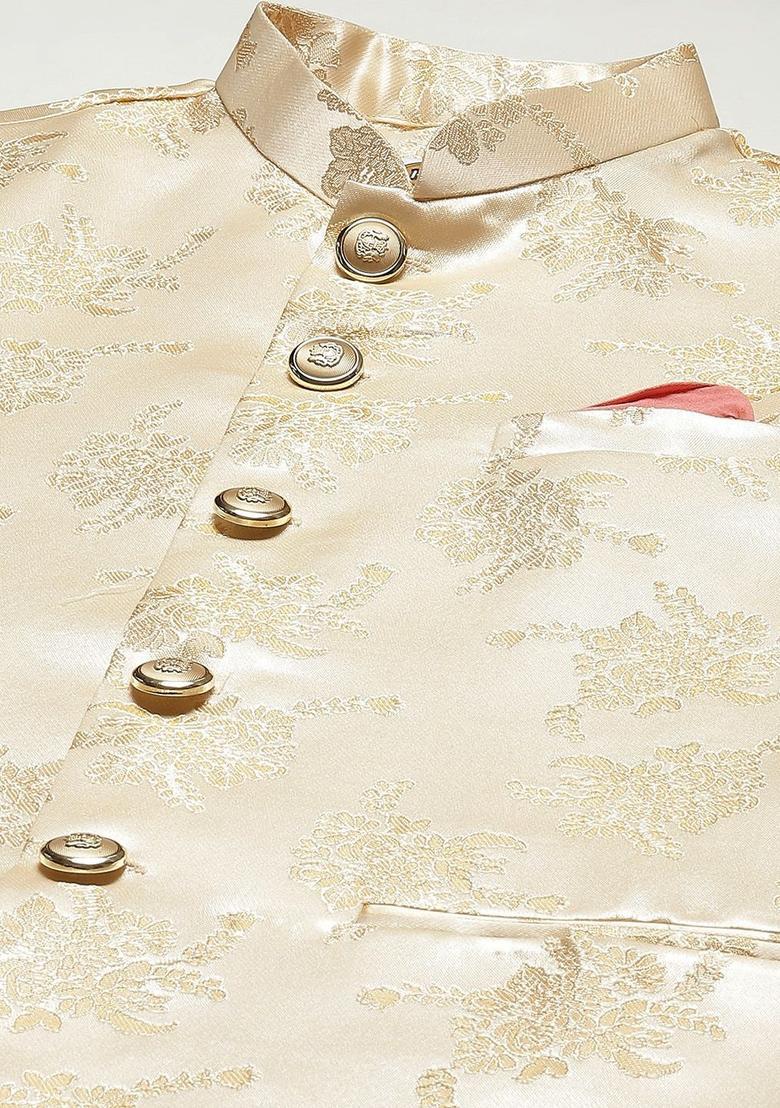 Peach Solid Cotton Kurta Set For Men - Indya