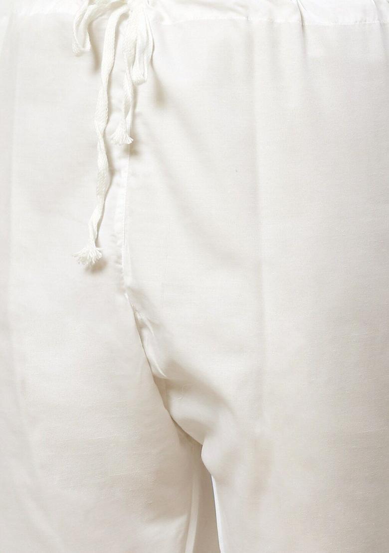 Peach Embroidered Cotton Kurta Set For Men - Indya