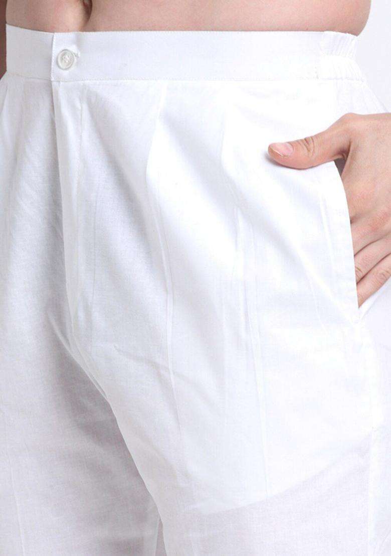 Olive Embroidered Cotton Kurta Set For Men - Indya