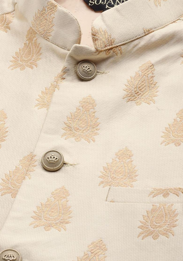 Maroon Printed Silk Kurta Set For Men - Indya