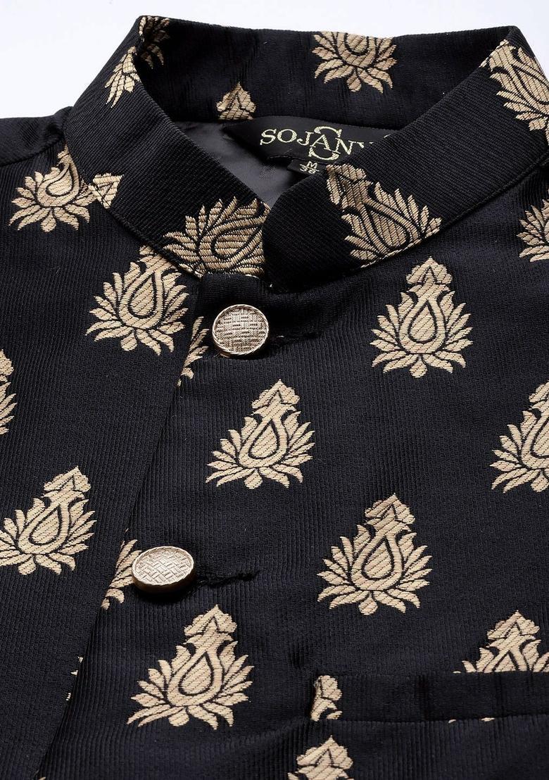 Pink Printed Silk Kurta Set For Men - Indya