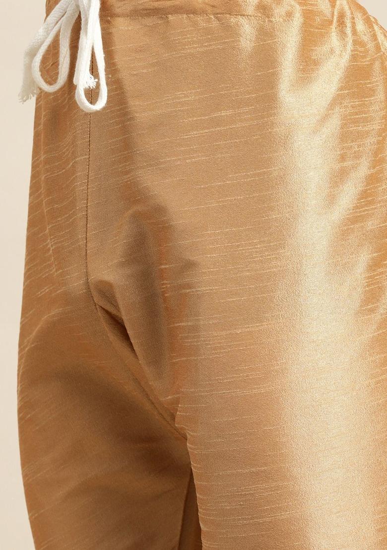 Maroon Woven Design Silk Kurta Set For Men - Indya