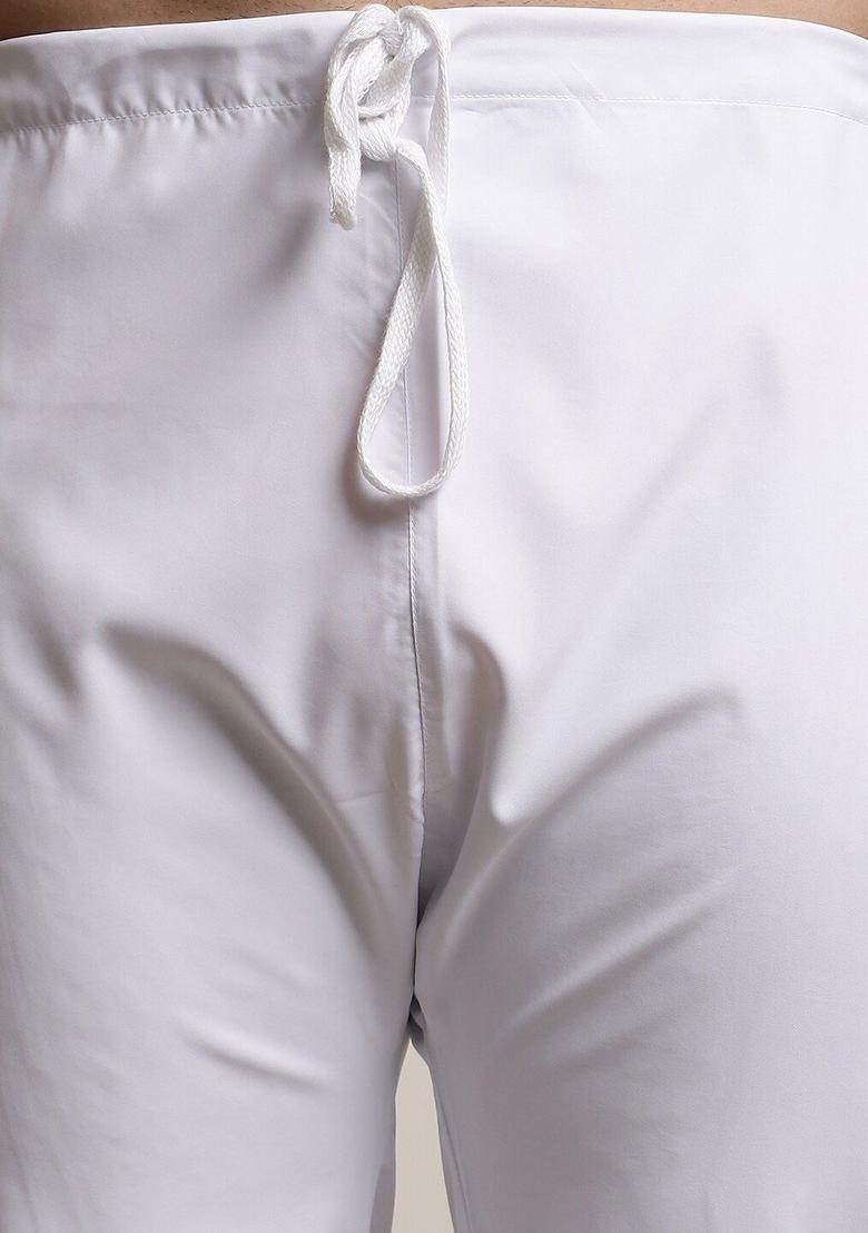 Beige Striped Silk Kurta Set For Men - Indya