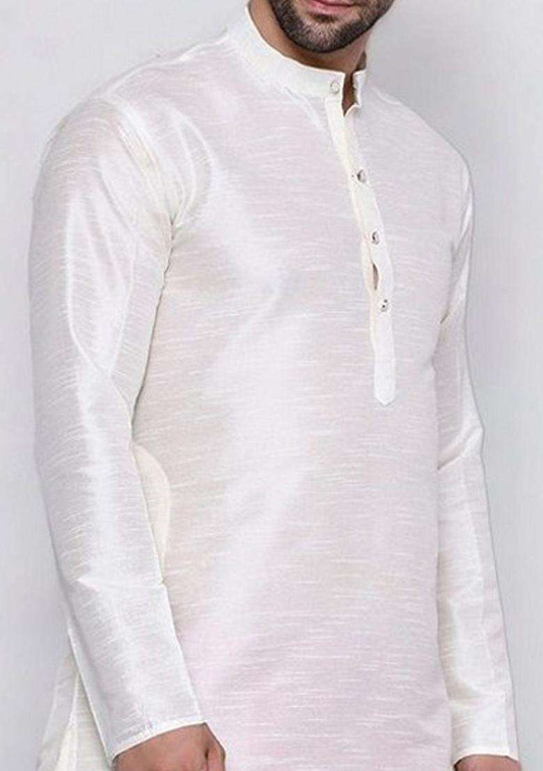 Red Solid Cotton Kurta Set For Men - Indya