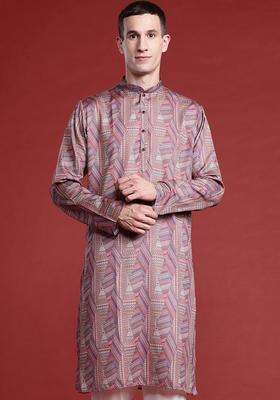 Multi Printed Cotton Kurta Set For Men