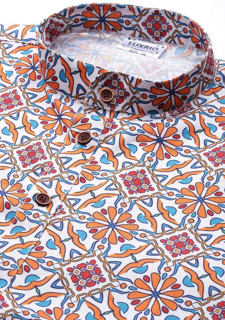 Multi Printed Cotton Kurta Set For Men - Indya