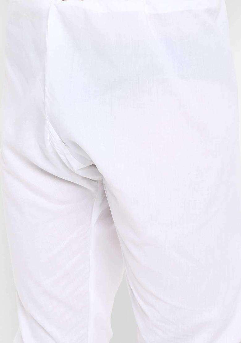 Cream Embroidered Cotton Kurta Set For Men - Indya