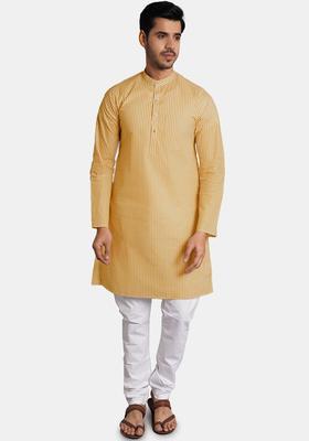 Brown Printed Cotton Kurta Set For Men