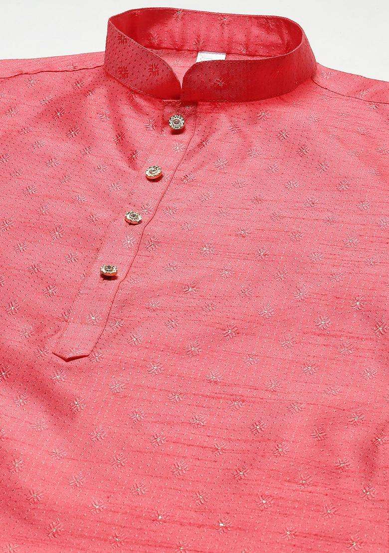 Coral Embroidered Cotton Kurta Set For Men - Indya