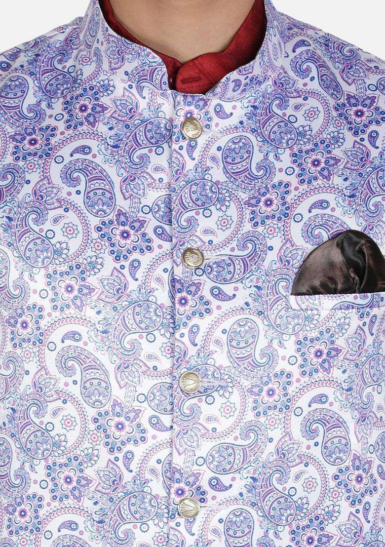 Maroon Solid Silk Kurta Set For Men - Indya