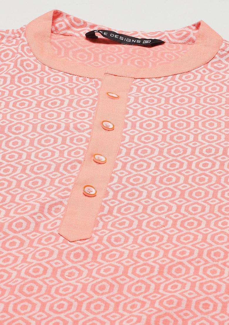 Coral Printed Cotton Kurta Set For Men - Indya