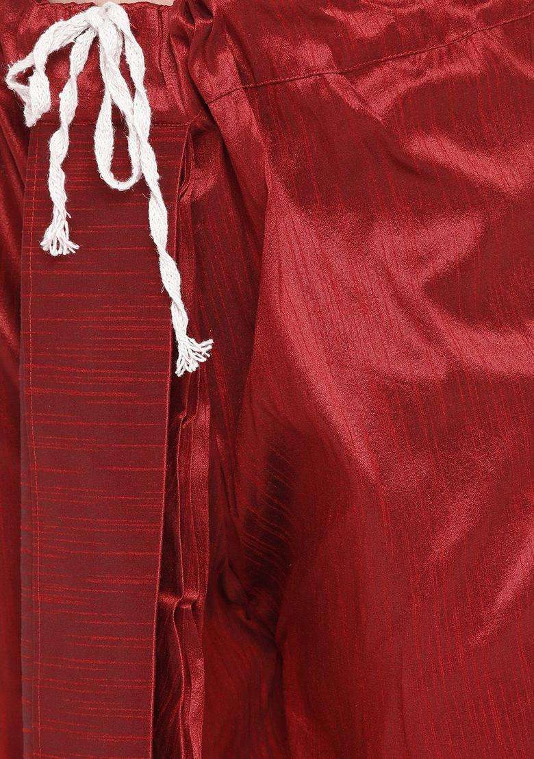Black Solid Silk Blend Kurta Set For Men - Indya